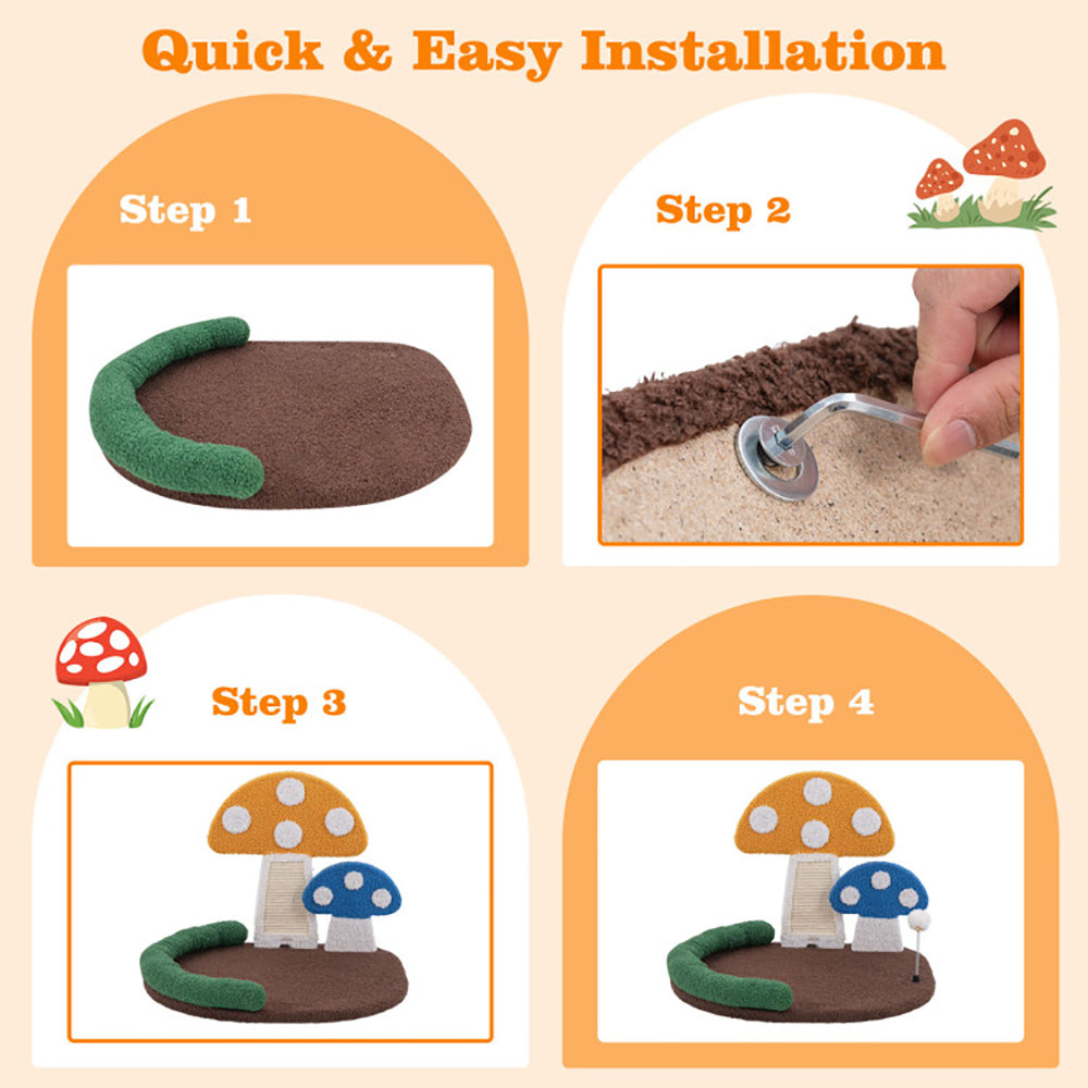 Mushroom Cat Bed with Sisal Scratching Panel Wide Lounger – image 3