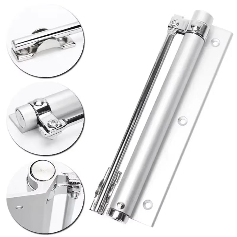 Automatic Door Closer - Adjustable Aluminum Soft Close Spring Hinge, Heavy Duty