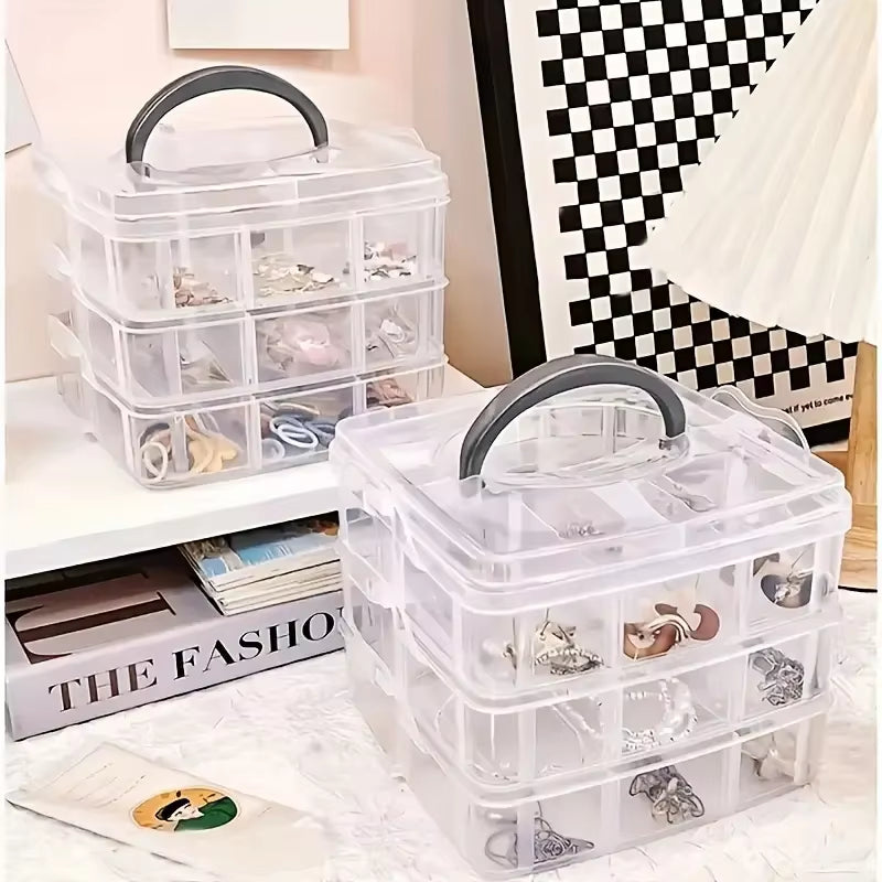 Compartment Organizer Box - 18 Grid Clear Stackable with Handle – image 5