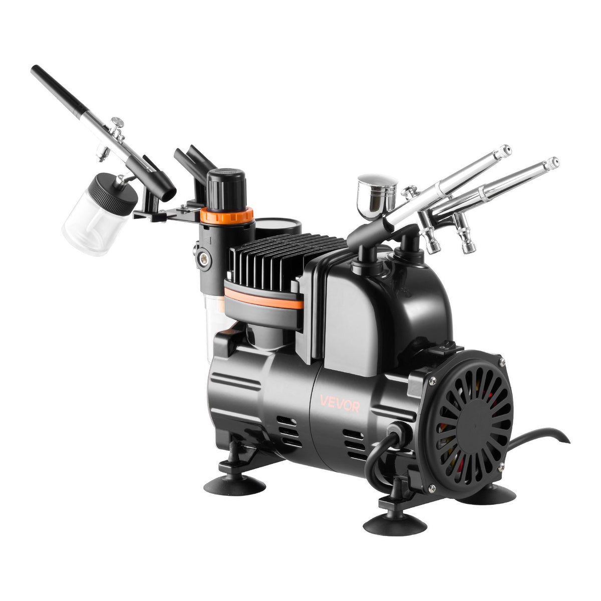 Airbrush Kit with 1/6 HP Compressor and 3 Dual-Action Airbrushes