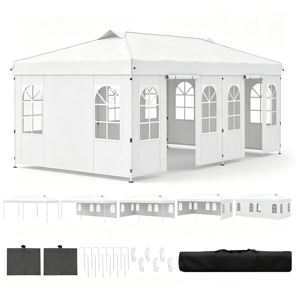 10 x 20 ft Pop Up Canopy Tent with Sidewalls, 3 Height Settings – image 3