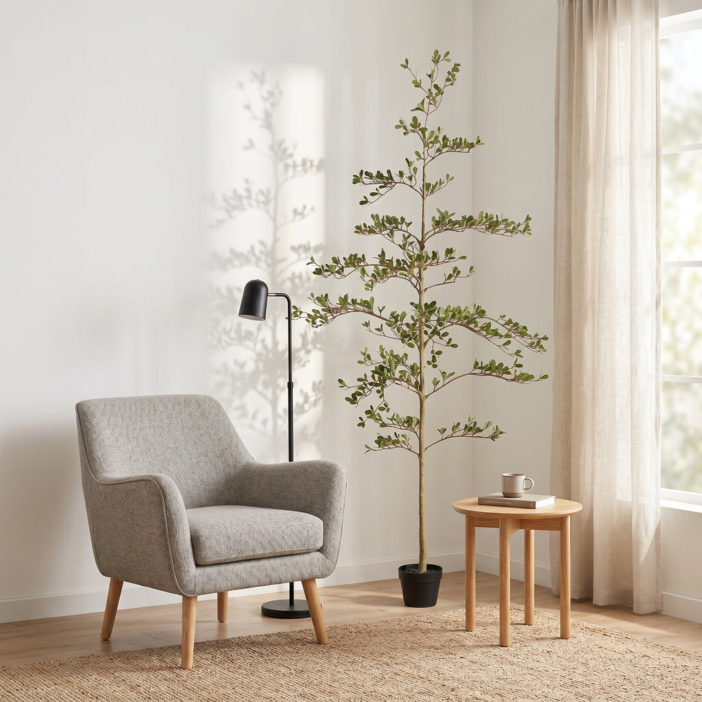 6 Ft Faux Olive Tree in Weighted Black Pot – image 3