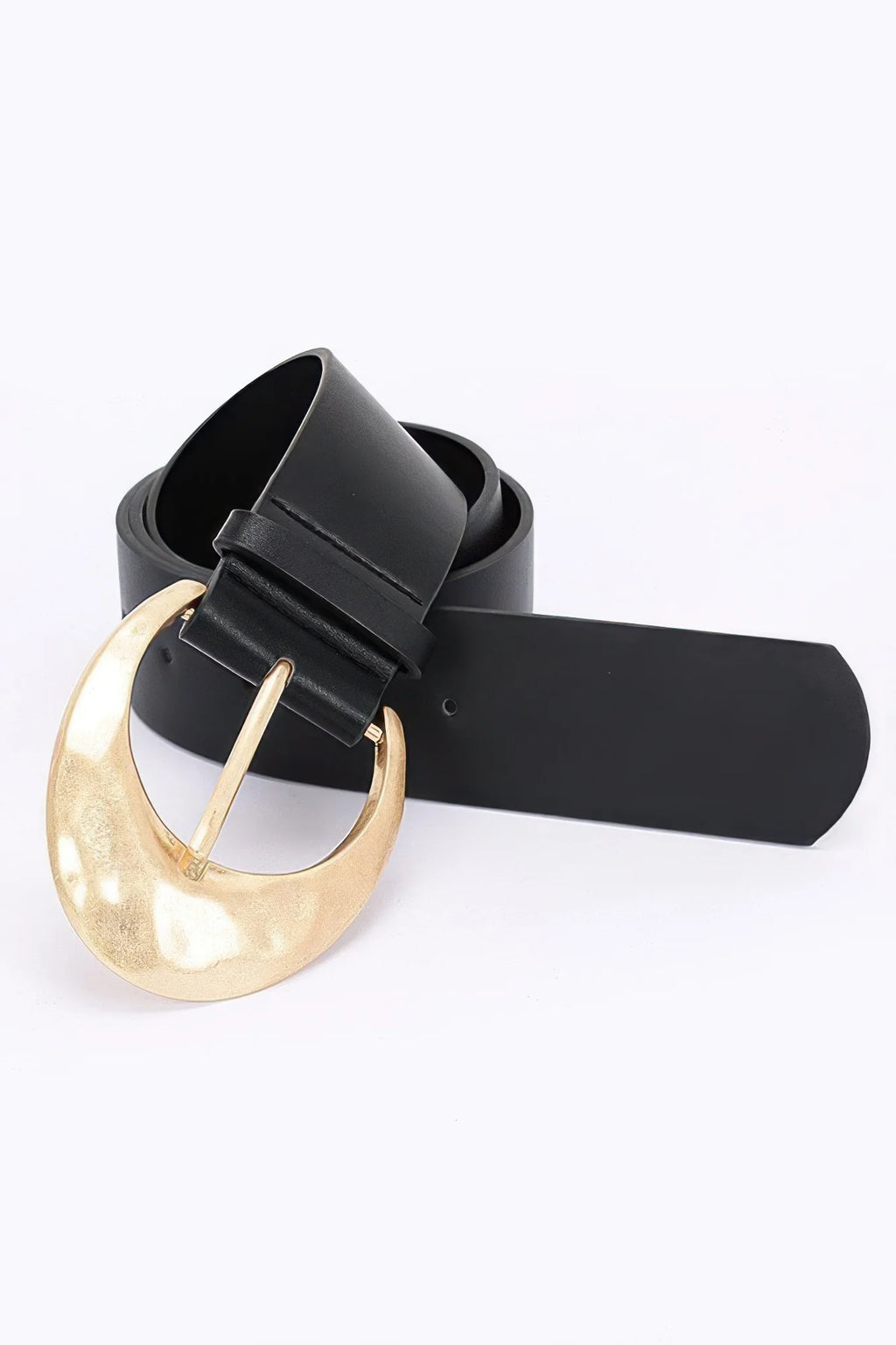 Wide Faux Leather Belt with Metal Buckle, 2 in x 39.5 in – image 4