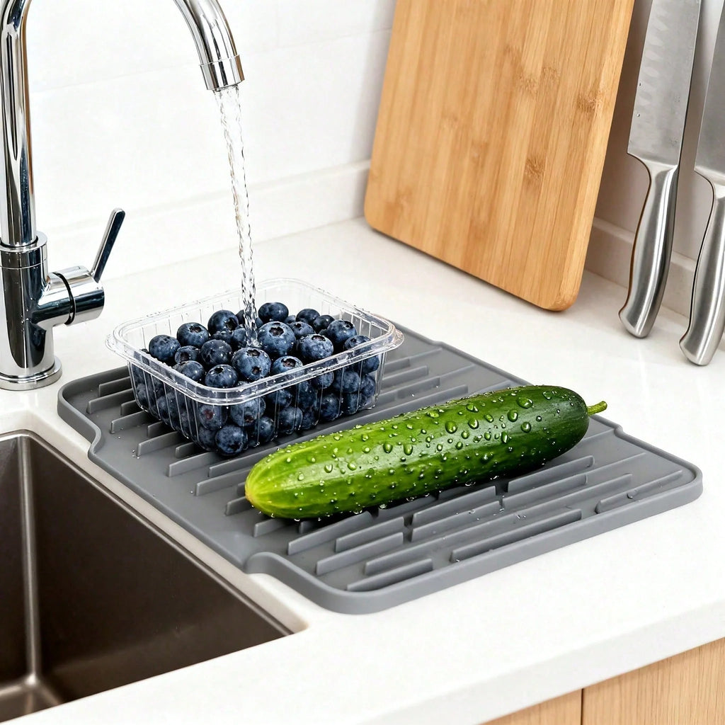 Silicone Dish Drying Mat, Large Non-Slip Heat-Resistant Sink Mat – image 7