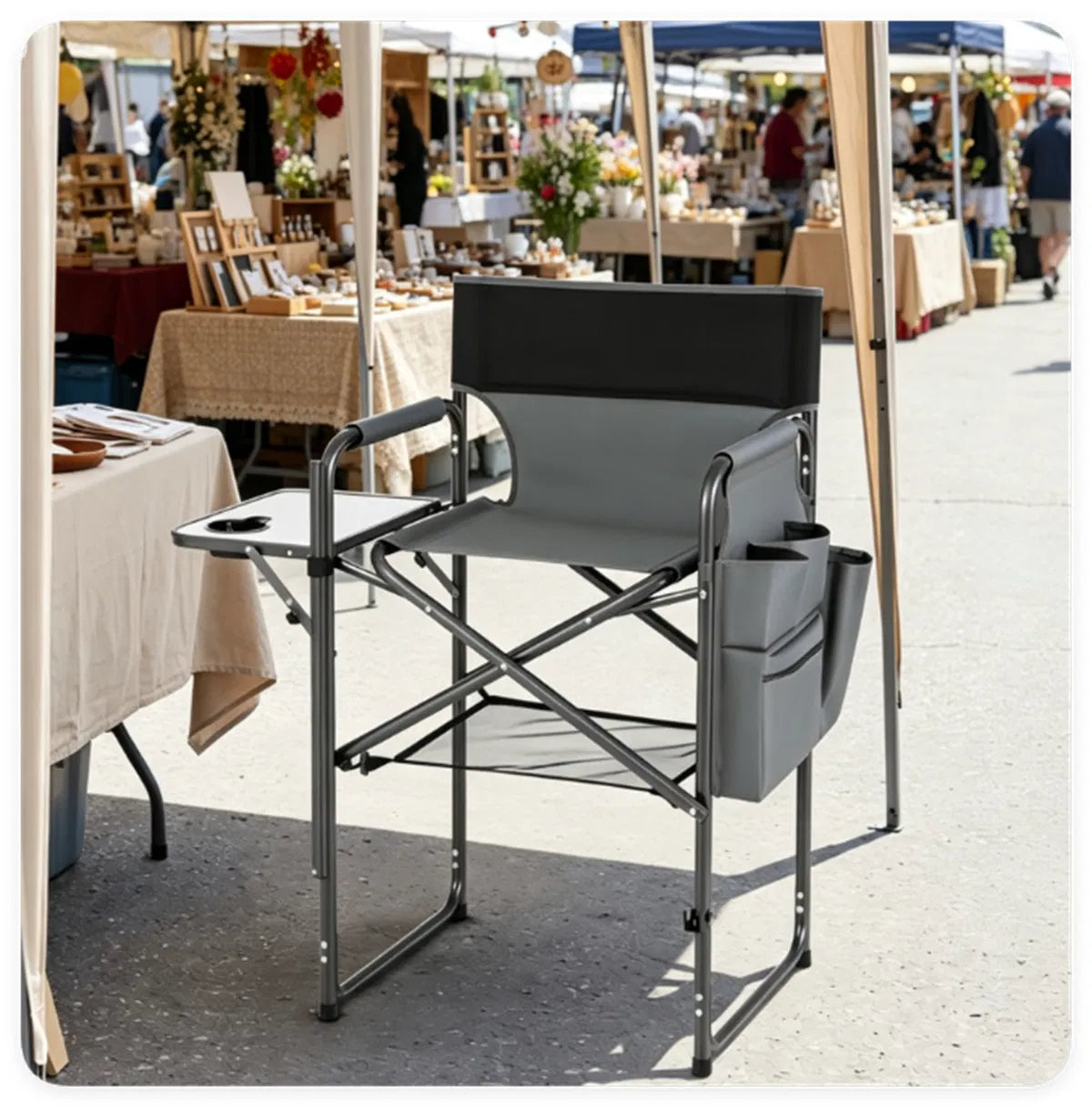 Makeup Artist Chair – 26 in Folding Director Chair with Side Table – image 9