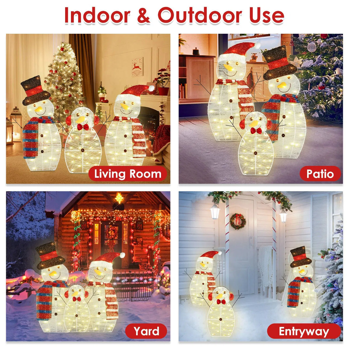 Lighted Snowman Family Yard Decoration Set of 3 With LED Strings – image 9