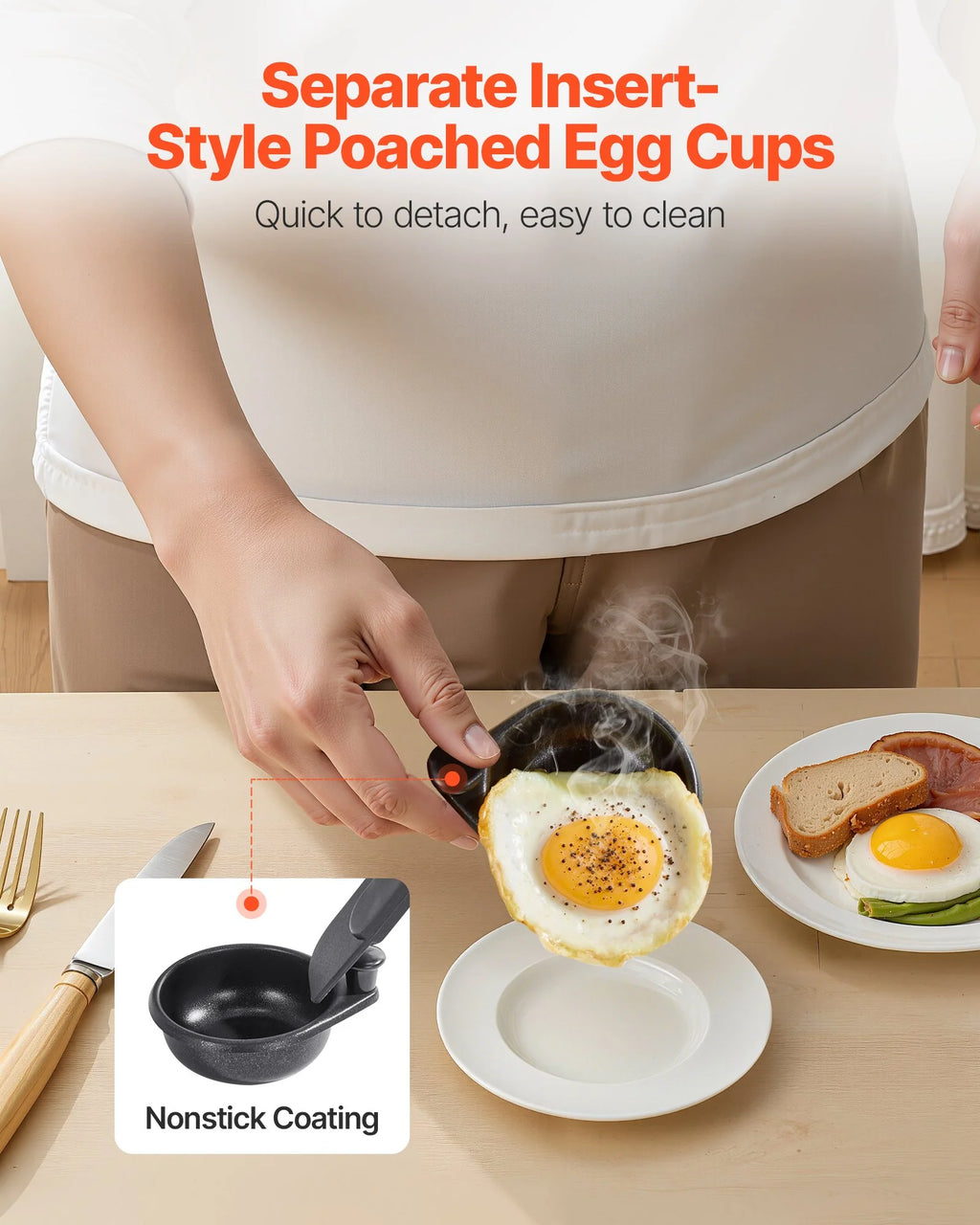 Egg Poacher Pan - 4 Cup Stainless Steel Poached Egg Maker – image 4