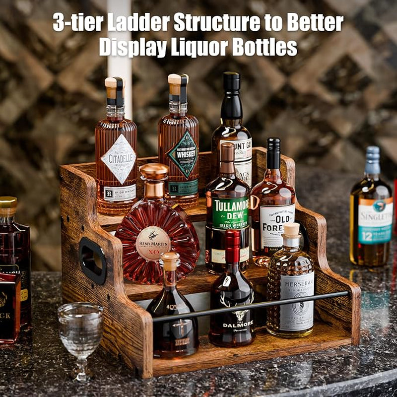 3-Tier Countertop Bottle Display Shelf, Wood Syrup and Beverage Rack – image 4