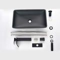 Black Glass Rectangular Vessel Sink with Faucet and Pop-Up Drain Set – image 1