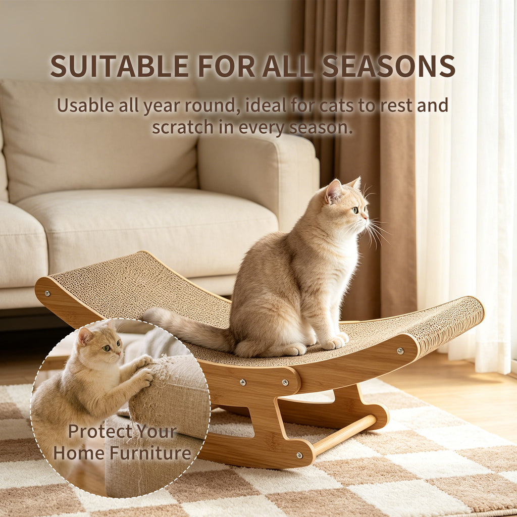 Cat Rocking Scratcher Chair – Wooden Lounge Bed – image 4