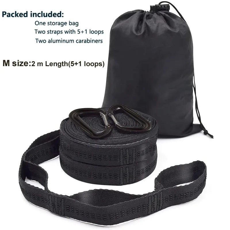 Hammock Tree Straps with Adjustable Loops and Carabiners