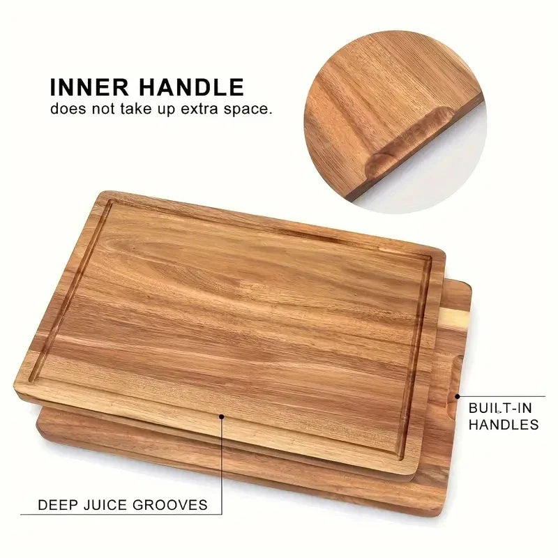 Bamboo Cutting Board Set with Juice Groove & Handles – image 5