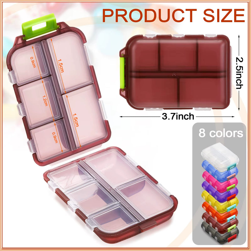 10 Compartment Travel Pill Organizer - Portable Daily Pill Case