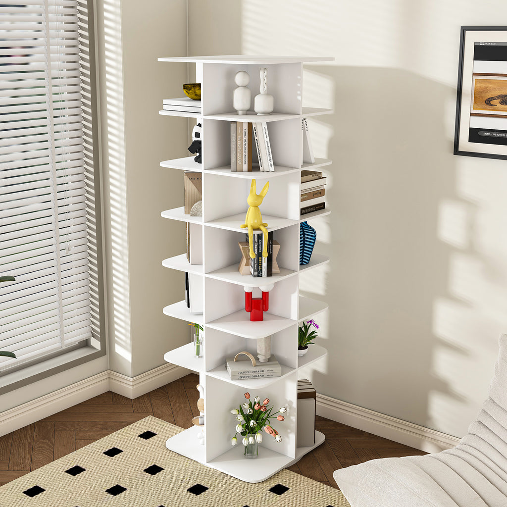 Rotating Shoe Rack Tower, 7-Tier 360° Spinning Organizer, White – image 2