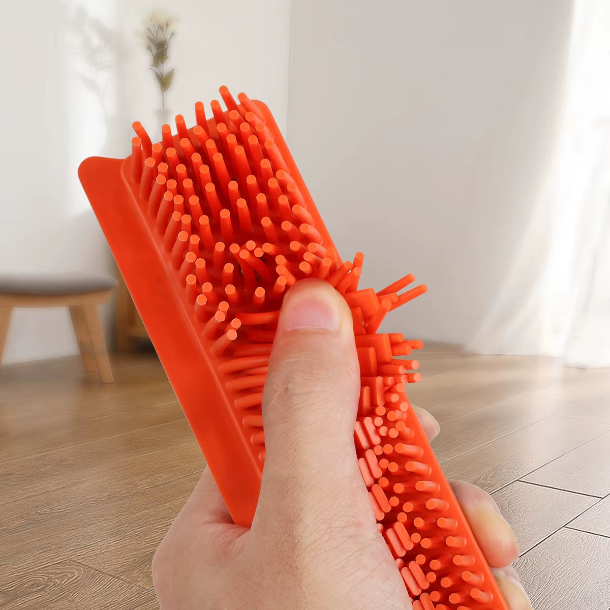 Silicone Rubber Push Broom - Pet Hair Removal Broom for Carpet, Tile & Windows