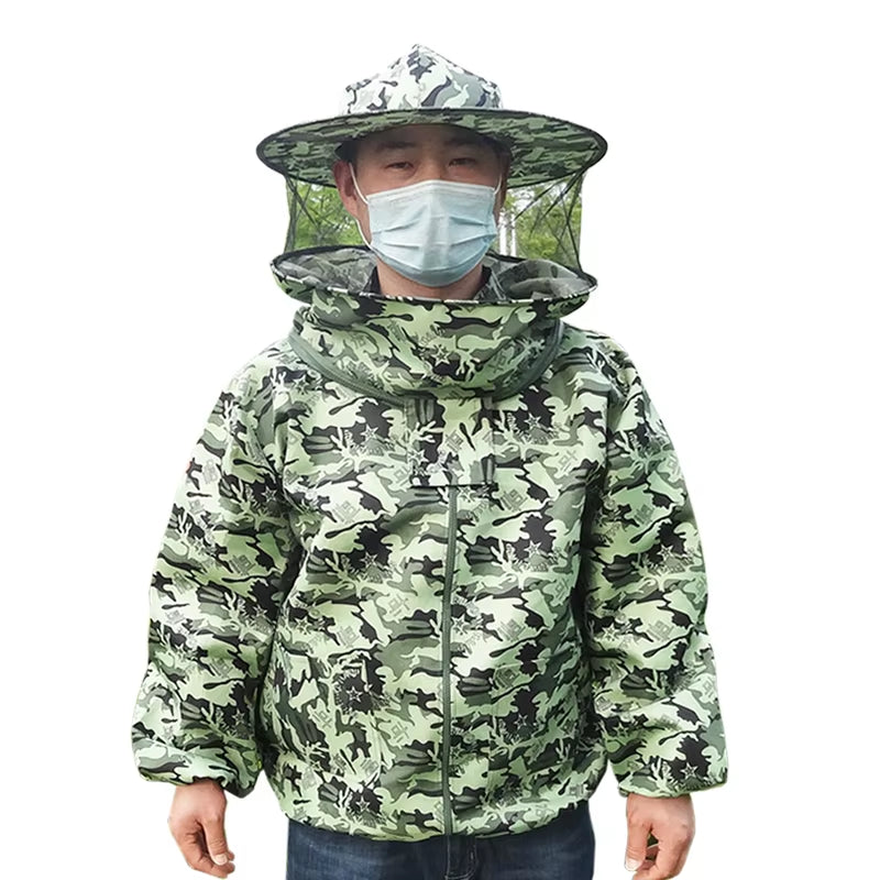 Beekeeping Jacket with Hooded Veil - Double Zipper Beekeeper Smock for Farm Hives – image 2