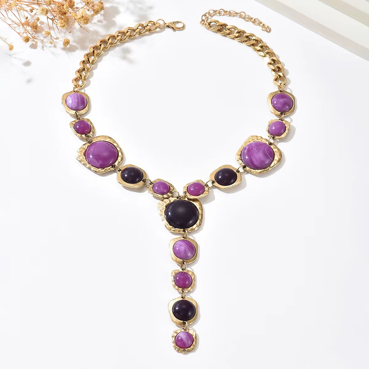Vintage Chunky Geometric Y-Necklace – image 5