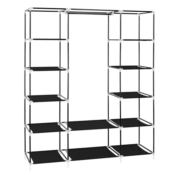 Portable Wardrobe Closet 5-Tier 12 Shelves Fabric Cover, Black