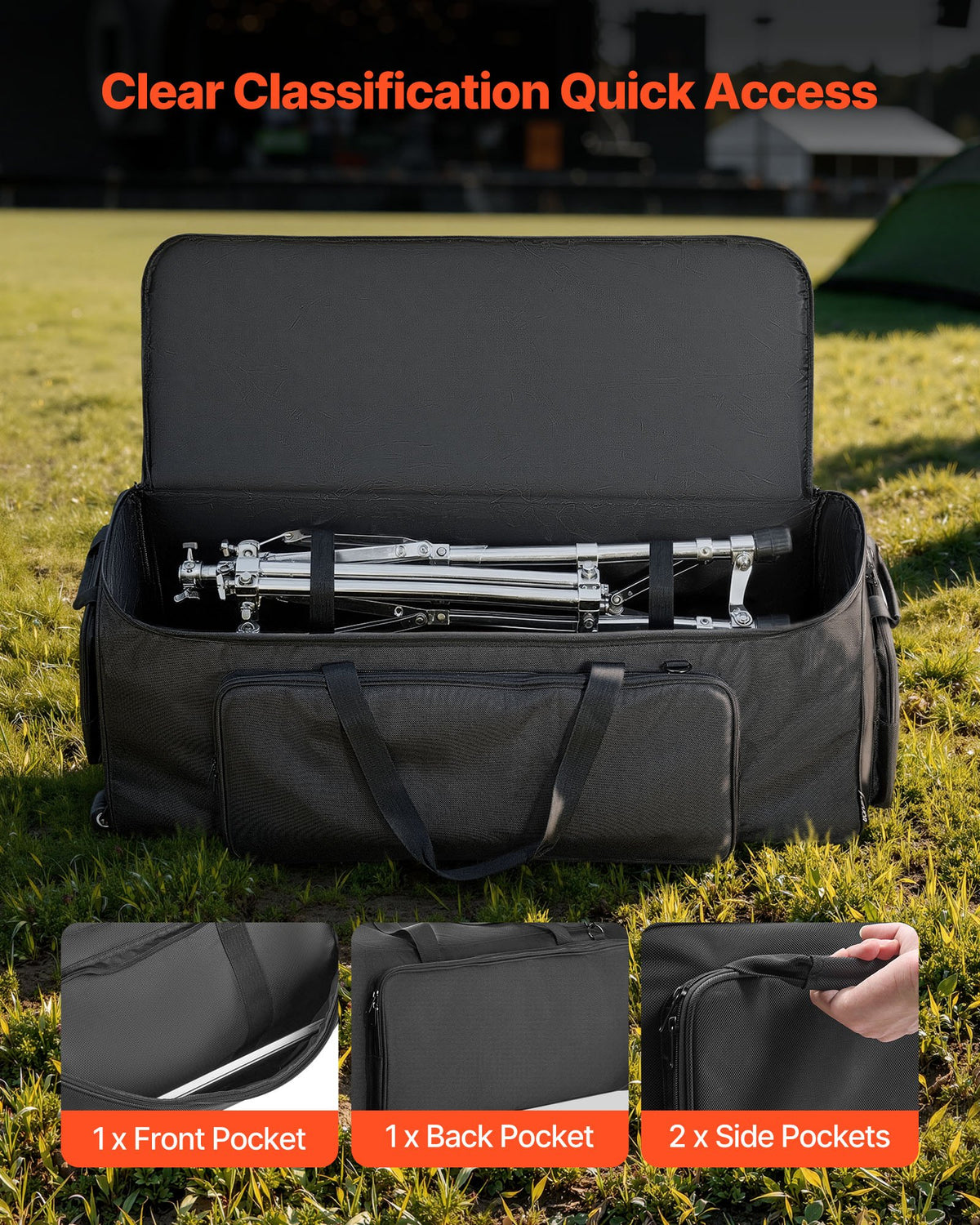 Rolling Drum Hardware Bag with Wheels, 1680D Padded Carry Case – image 4