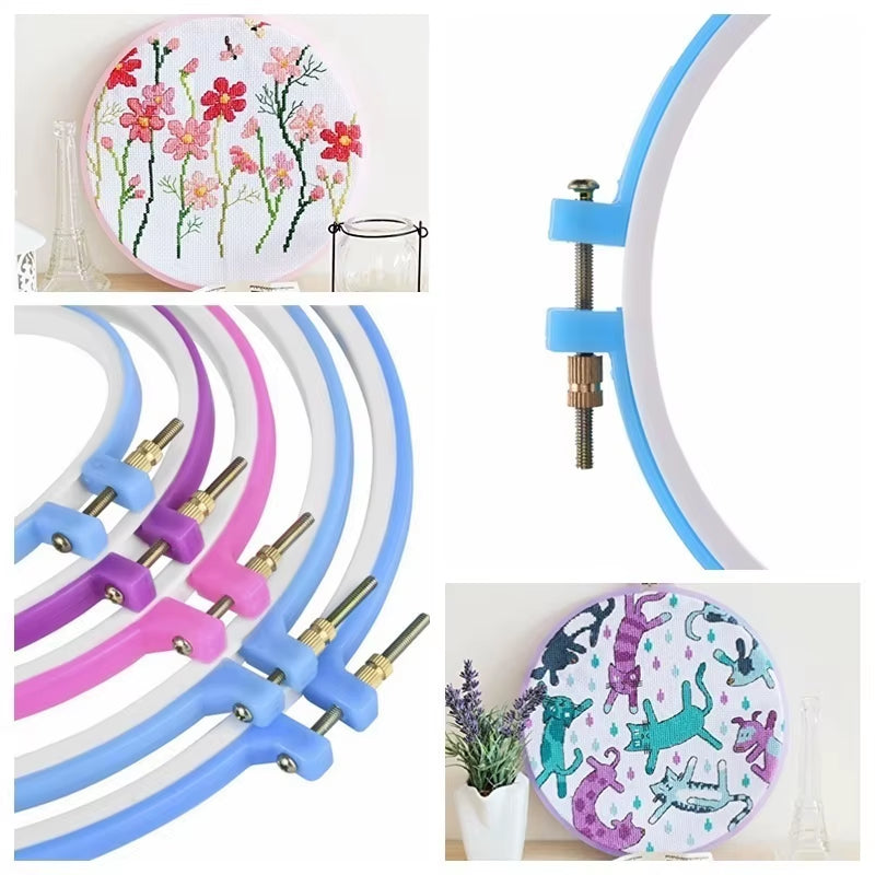 Embroidery Hoop Set 5-Piece Adjustable Plastic Cross Stitch Hoops – image 2