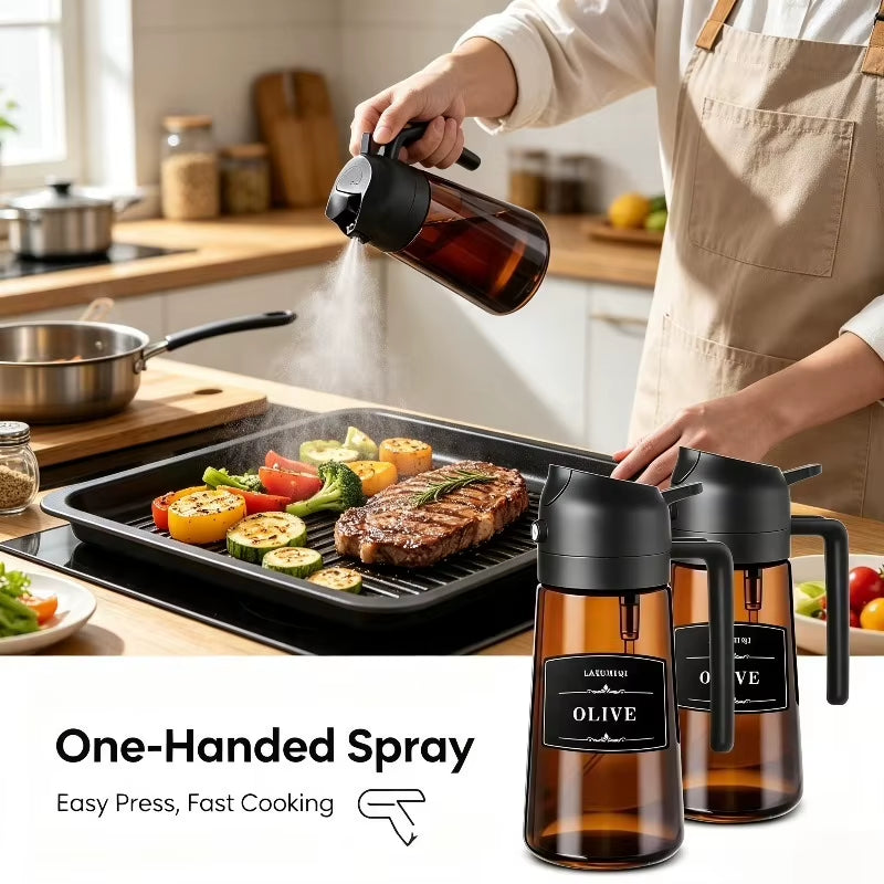 Olive Oil Sprayer & Dispenser 2-in-1 - 16oz Glass Bottle – image 3