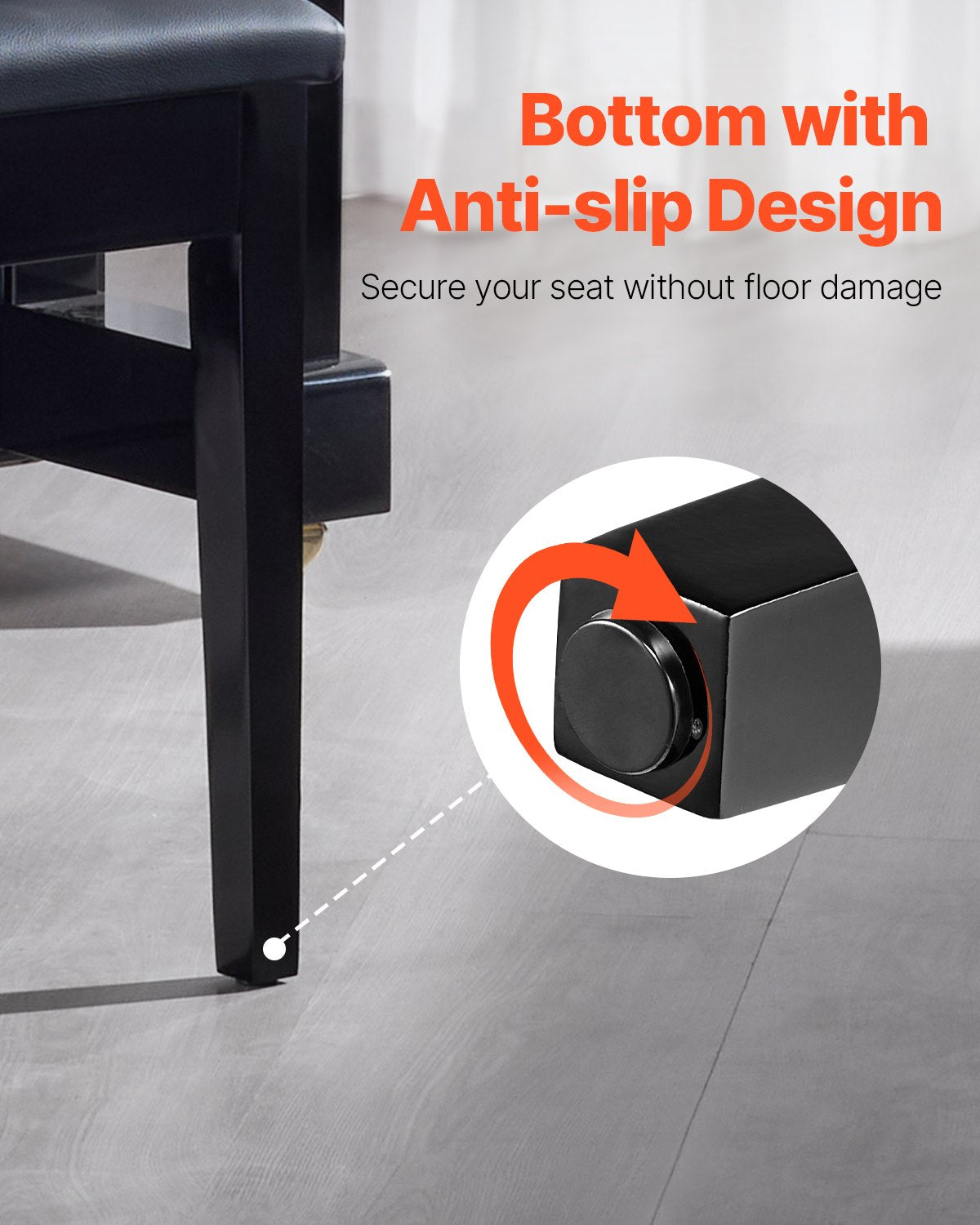 Duet Keyboard Bench with Music Book Storage, Padded Seat, Black – image 4