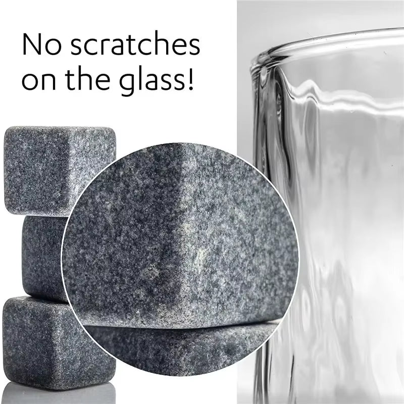 Whiskey Stones Gift Set, 6 Reusable Chilling Stones with Pouch – image 3