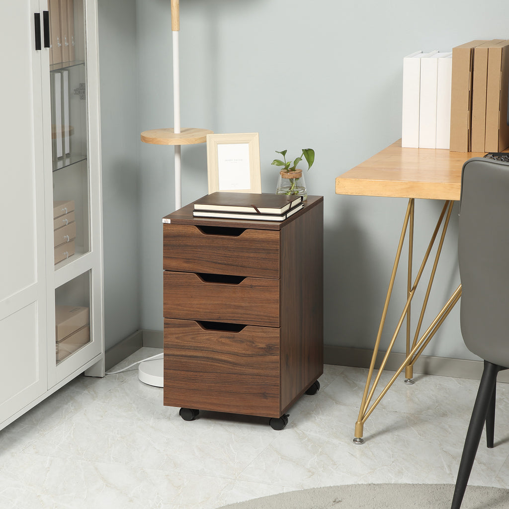 3-Drawer Rolling File Cabinet, Under Desk Printer Stand, Wood Grain – image 2