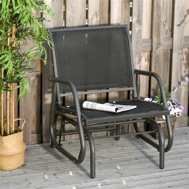 Outdoor Mesh Glider Chair With Curved Armrests – image 3
