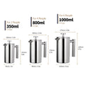 350Ml/800Ml/1000Ml French Press Coffee Maker Stainless Steel Double Walled Insulated Coffee Maker Pot Coffee Maker Coffee Pot