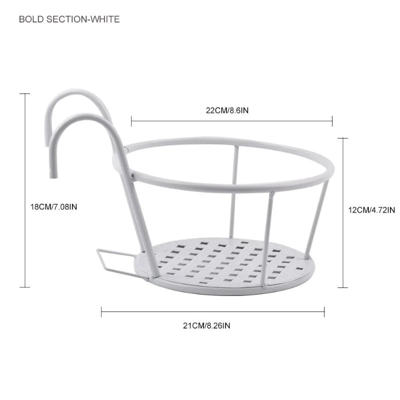Hanging Flower Pot Holder, Iron Railing Plant Basket – image 8