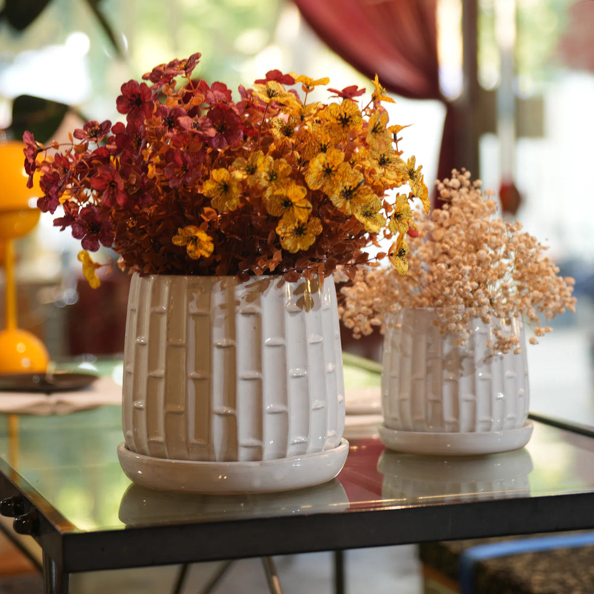 Ceramic Planter Set of 2, White Glazed 6 and 8 in Orchid Pots – image 14