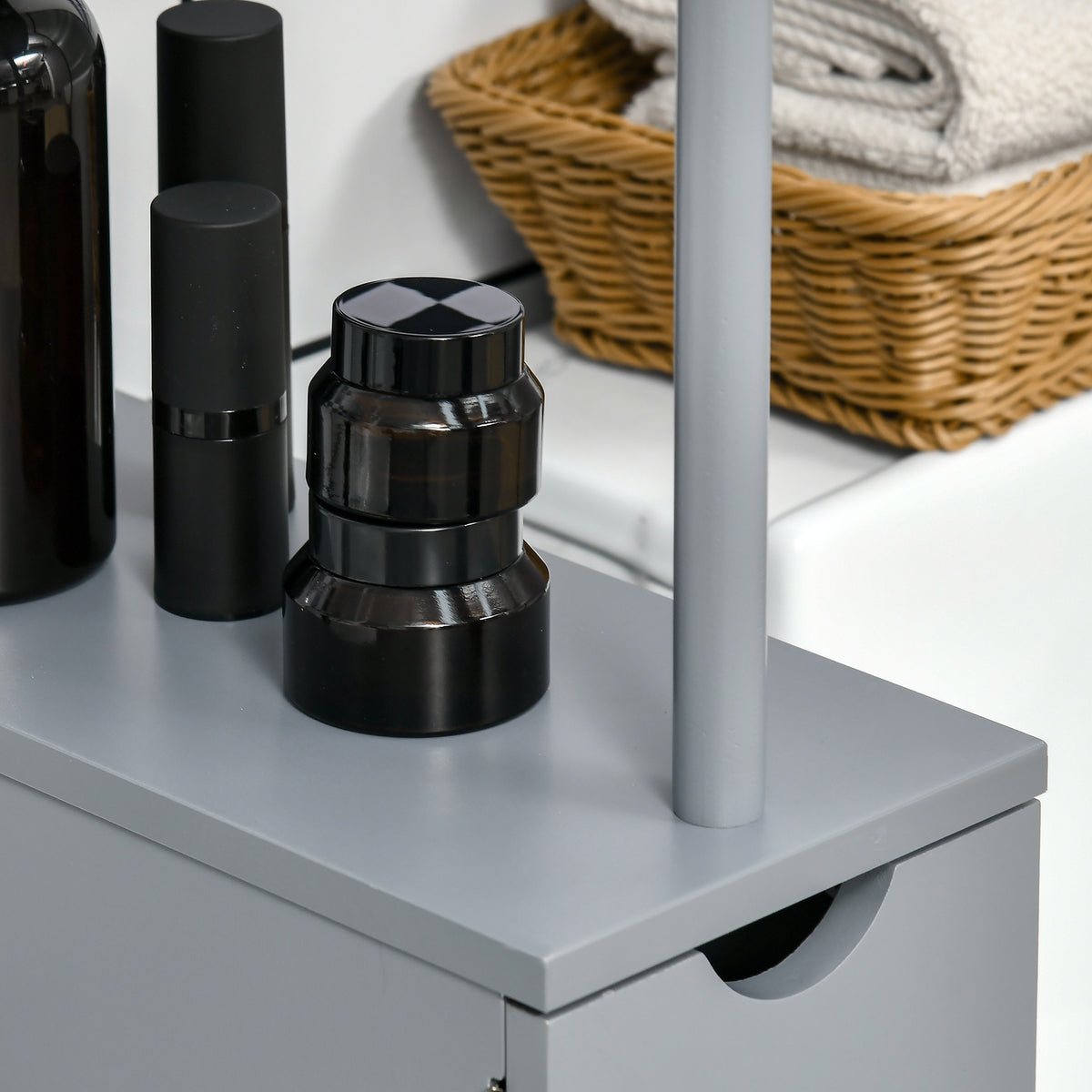 Tall Bathroom Storage Cabinet 54 in, Narrow Linen Tower with Drawers – image 7