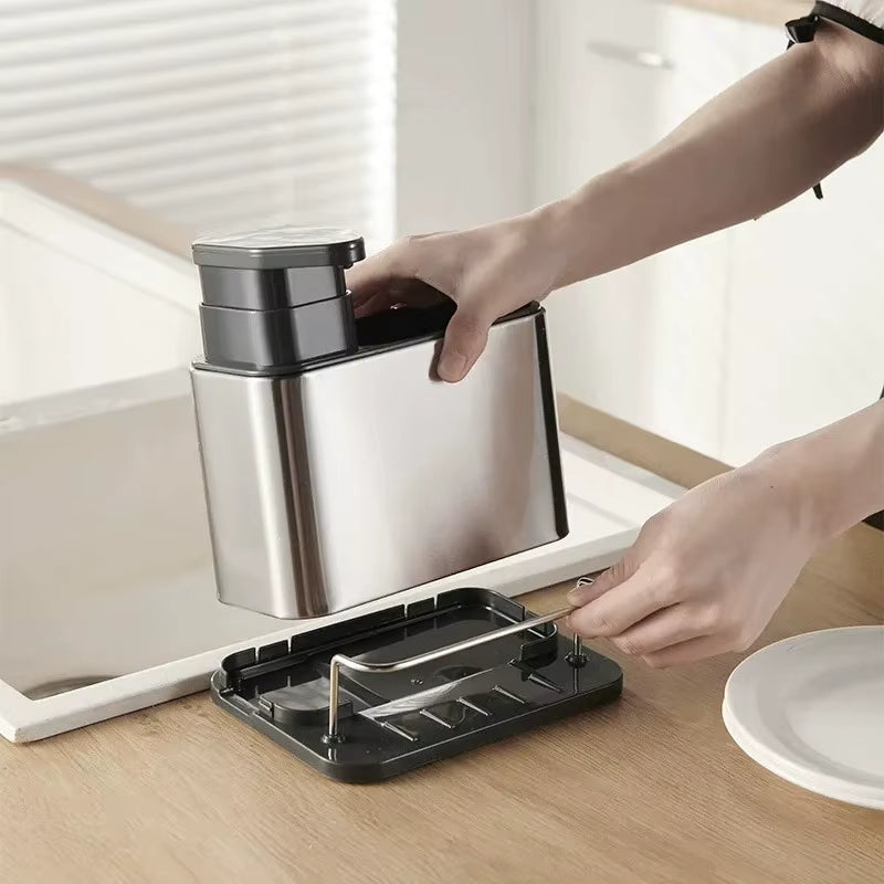 Sink Caddy with Soap Dispenser - 3-in-1 Stainless Steel Utensil Holder – image 5