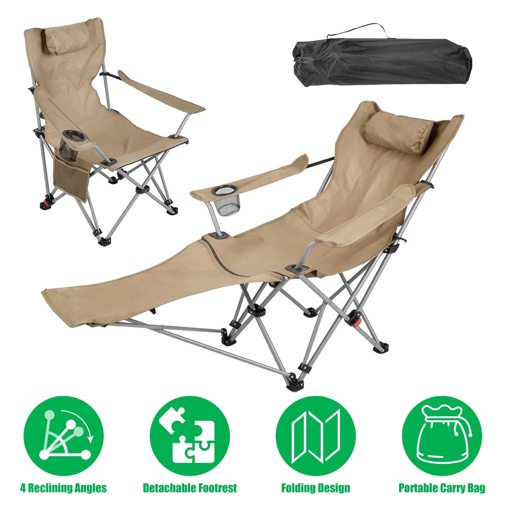 Reclining Folding Camping Chair with Removable Footrest – image 6
