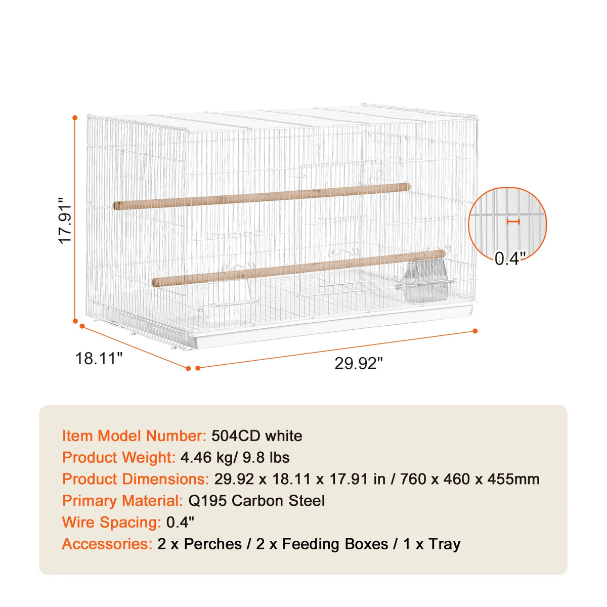 Flight Bird Cage 30 in, Stackable Carbon Steel Cage for Small Birds – image 7