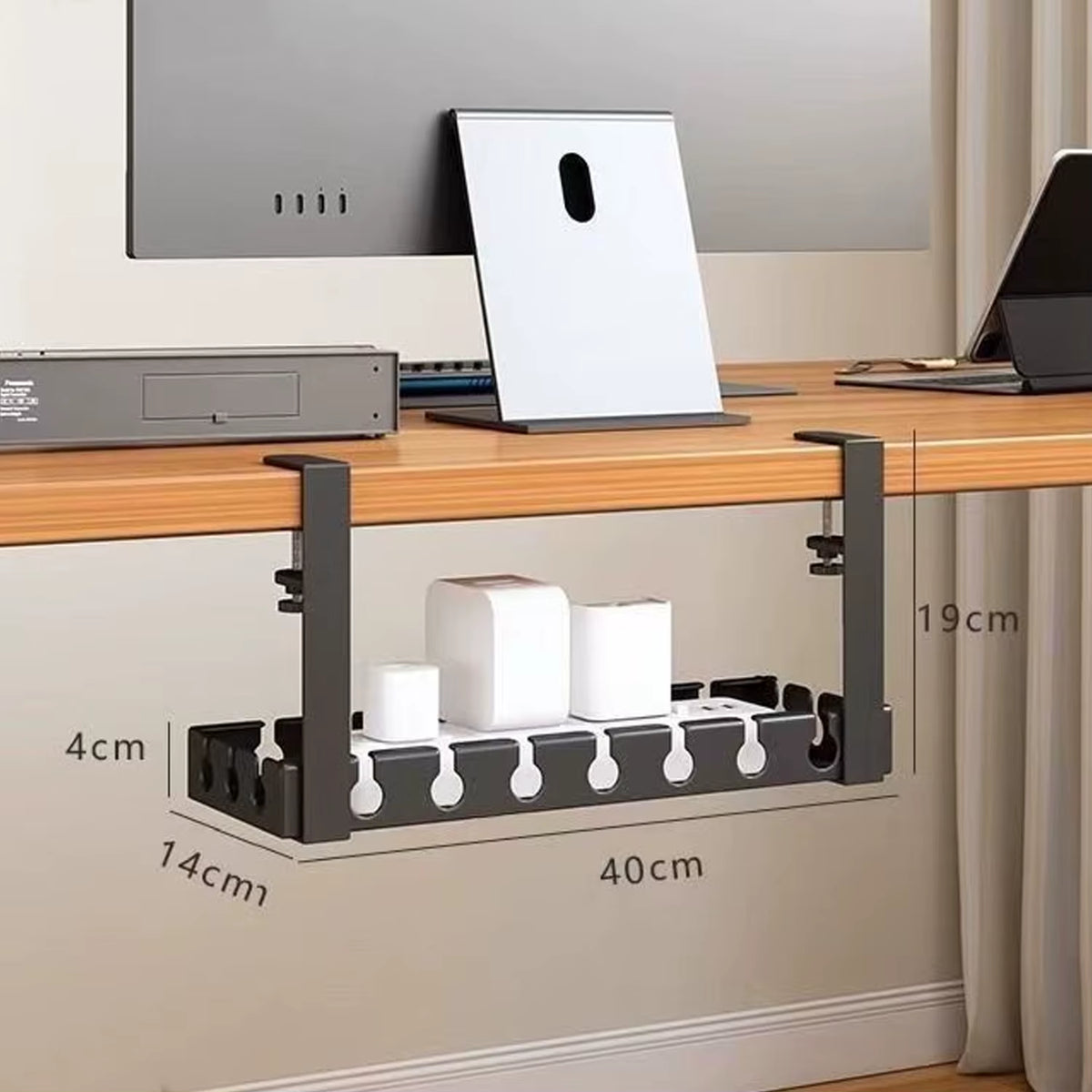 Clamp-On Under Desk Cable Tray, Standard or Extendable