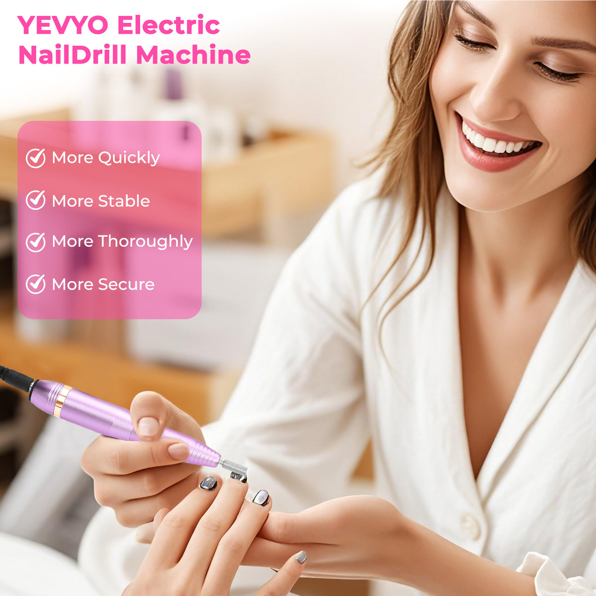 Electric Nail Drill – USB Portable Nail File Kit, Rose Gold – image 2