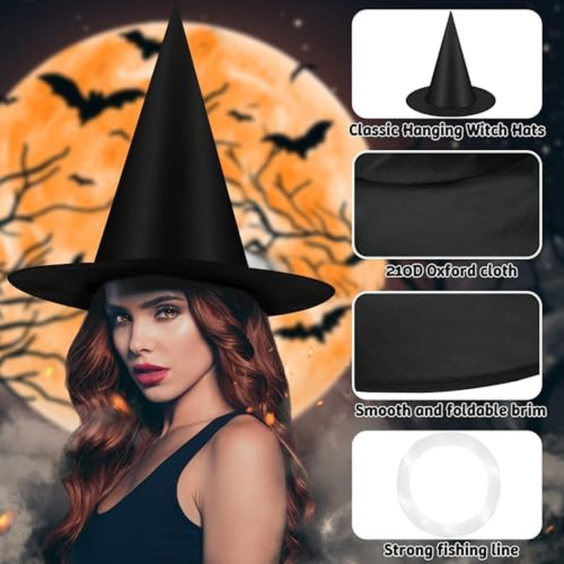 Hanging Witch Hats Halloween Decorations – 6, 9 or 18 Pack with Cord – image 3