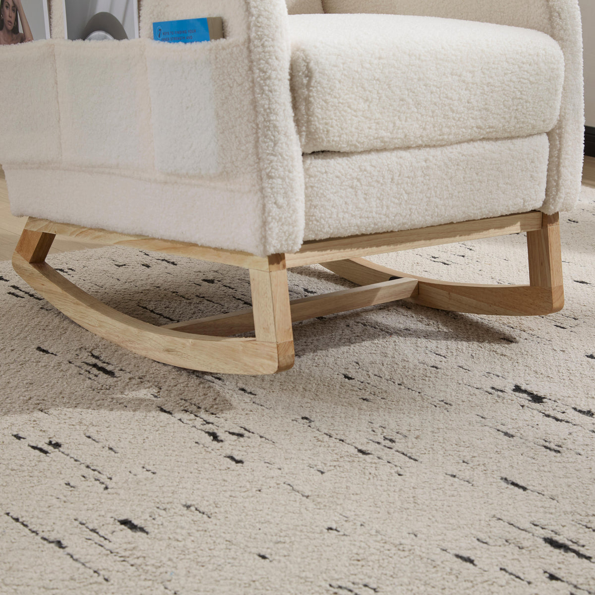Upholstered Nursery Rocking Chair with Footrest and Side Pocket – image 24