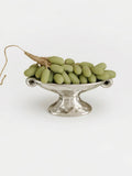 Silver Footed Ceramic Decorative Tray with Curled Handles