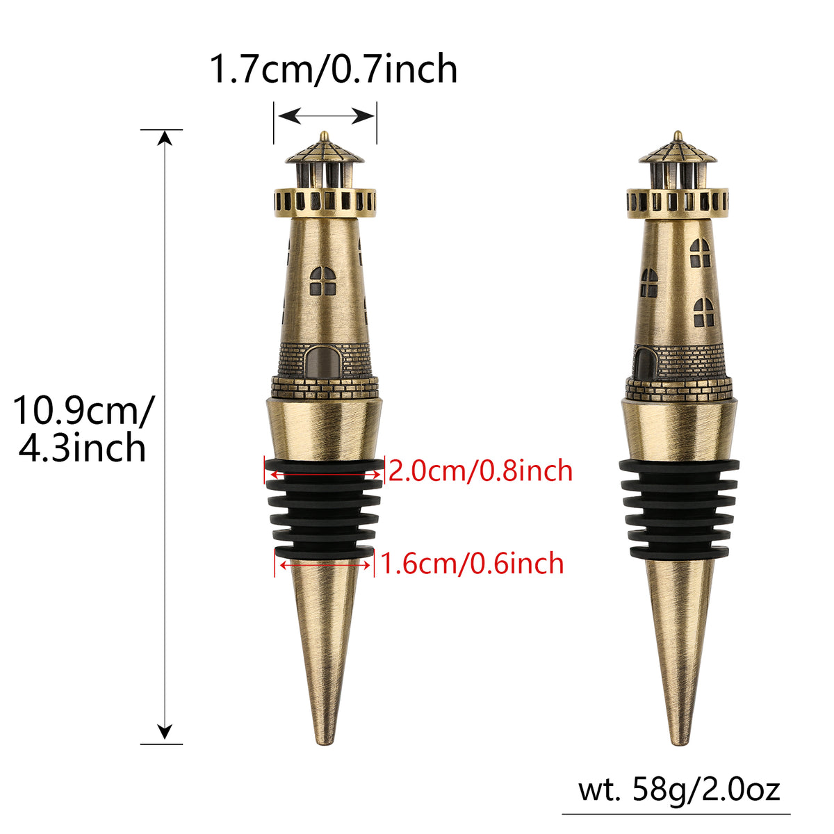 Lighthouse Wine Stopper – Zinc Alloy Bottle Stopper – image 3