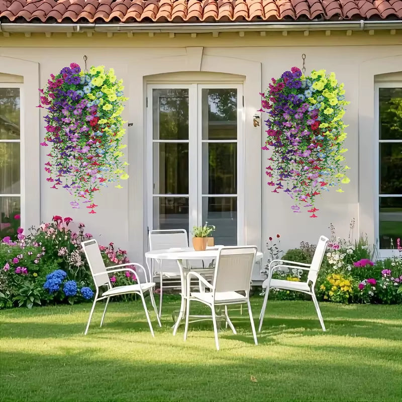 Artificial Hanging Plants - UV Resistant Fake Flowers for Decor