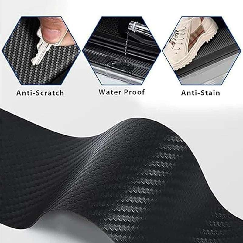 Car Door Sill Protector – 4 Pc Carbon Fiber Texture Entry Guards – image 4