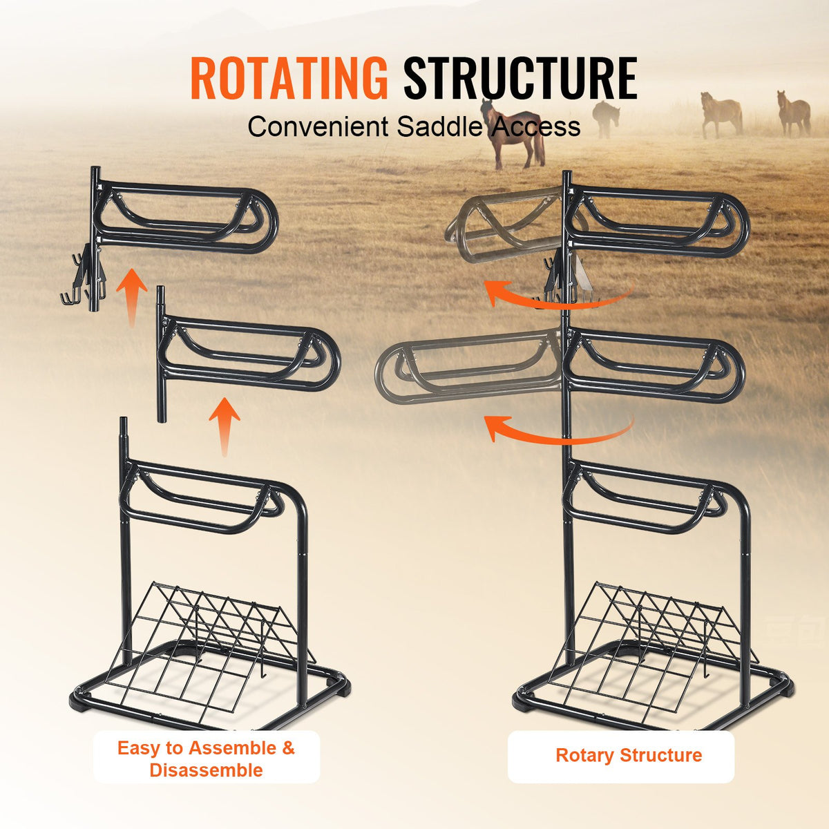 3-Tier Rotating Freestanding Saddle Stand for Tack Rooms – image 3