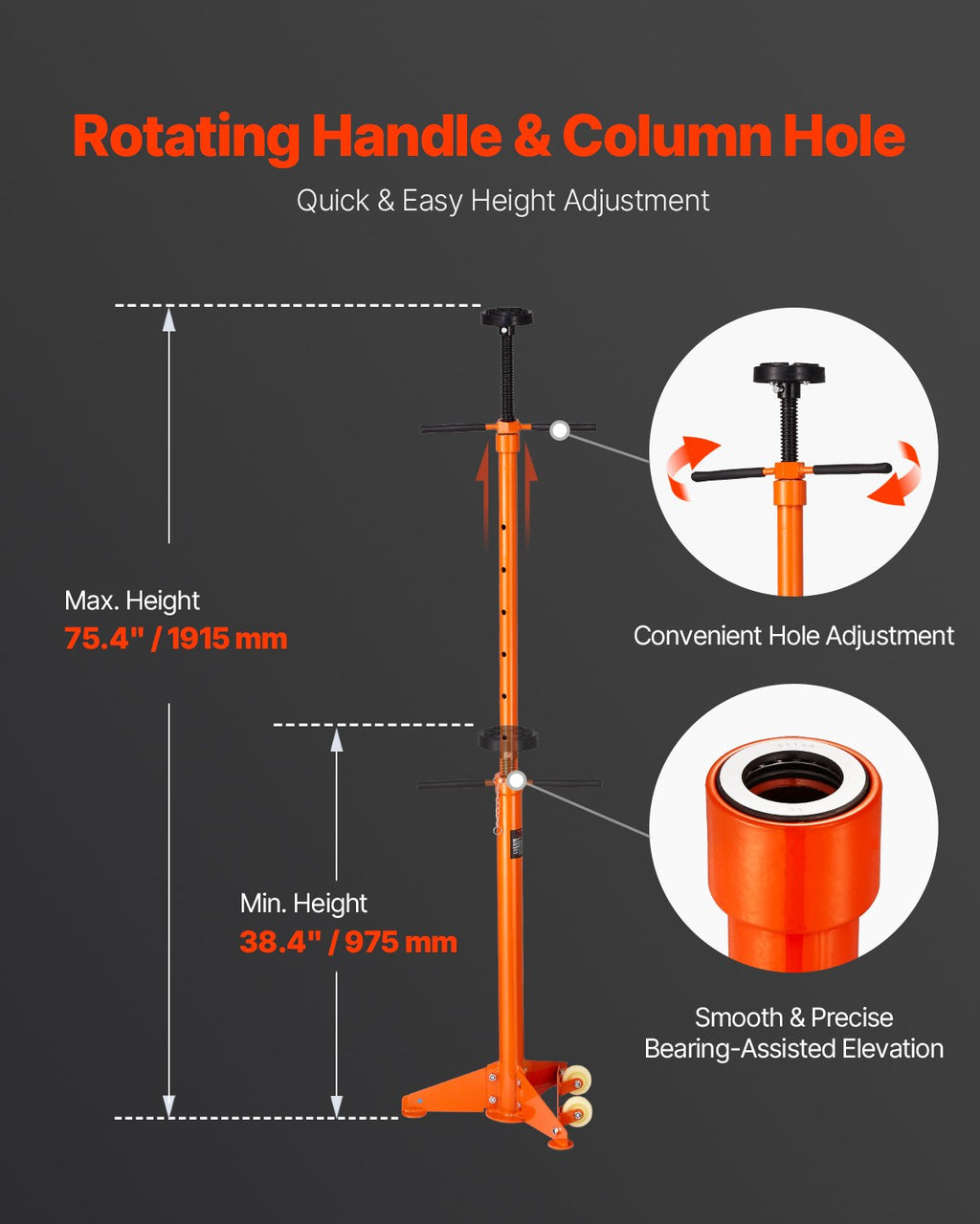 Underhoist Support Stand 3/4 Ton 38-75 Inch with Wheels – image 3