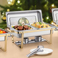 Gold Stainless Steel Chafing Dish Buffet Set, 4 Qt, 2 Pack – image 1