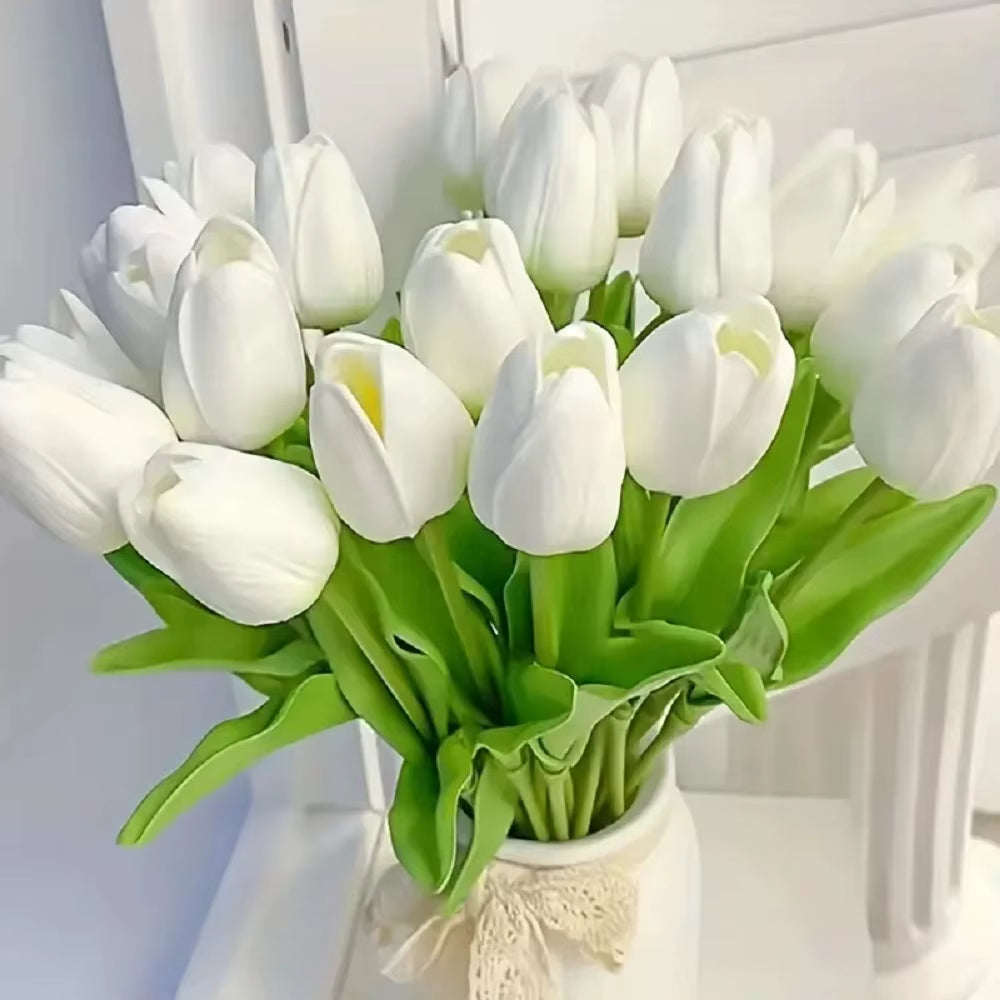 Artificial Tulips 10 Pack - Real Touch Fake Flowers