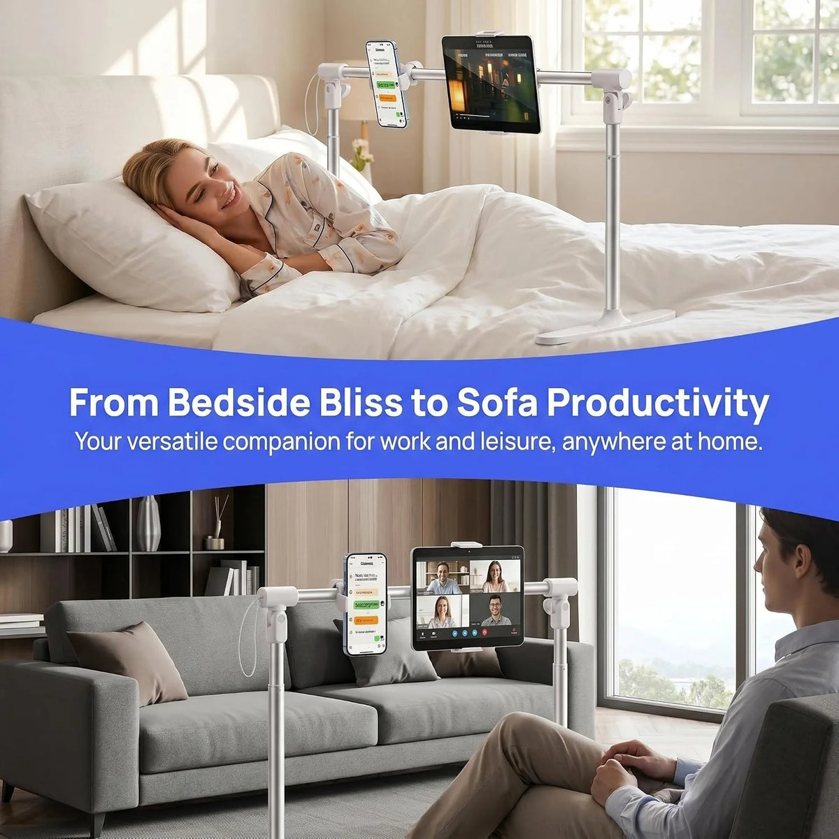 Aluminum Tablet Stand for Bed, 360 Rotating Holder for 4.7-12.9 in – image 7