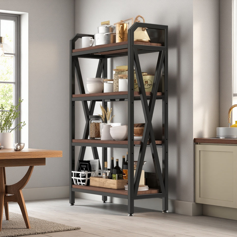 Bakers Rack, 4-Tier Metal and Wood Kitchen Storage Shelf, 56 in – image 3